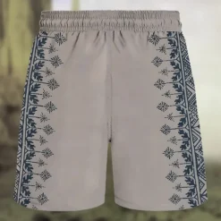 Hot OUKU Men's Geometric Pattern Flower / Floral Swim Shorts Board Shorts Swimming Trunks Mid Waist Hawaiian Ethnic Style Casual Holiday Beach Drawstring with Mesh lining Elastic Waist Designer Clothing Grey