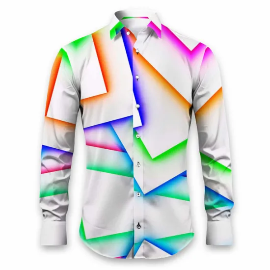 Outlet OUKU Men's Geometric Pattern Geometry Shirt Button Up Shirt Long Sleeve Artistic Daily Wear Going out Fall & Winter Turndown Print Button-Down Black White Blue Orange Khaki