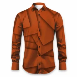 Outlet OUKU Men's Geometric Pattern Geometry Shirt Button Up Shirt Long Sleeve Artistic Daily Wear Going out Fall & Winter Turndown Print Button-Down Black White Blue Orange Khaki