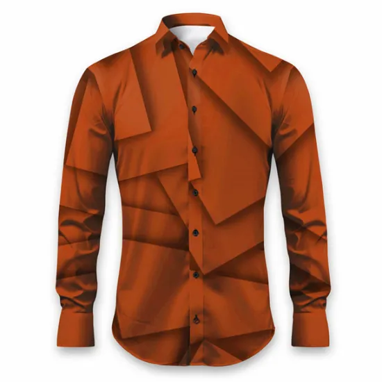 Outlet OUKU Men's Geometric Pattern Geometry Shirt Button Up Shirt Long Sleeve Artistic Daily Wear Going out Fall & Winter Turndown Print Button-Down Black White Blue Orange Khaki