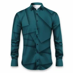 Outlet OUKU Men's Geometric Pattern Geometry Shirt Button Up Shirt Long Sleeve Artistic Daily Wear Going out Fall & Winter Turndown Print Button-Down Black White Blue Orange Khaki