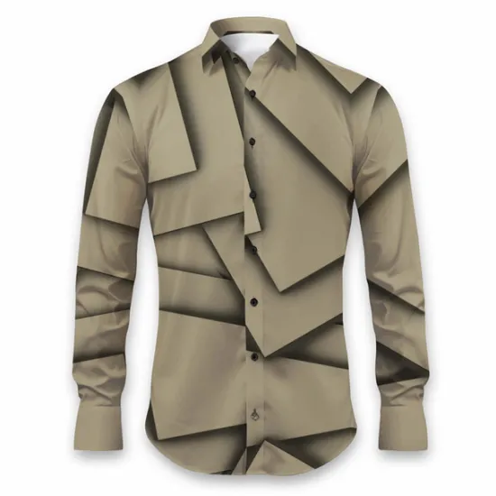 Outlet OUKU Men's Geometric Pattern Geometry Shirt Button Up Shirt Long Sleeve Artistic Daily Wear Going out Fall & Winter Turndown Print Button-Down Black White Blue Orange Khaki