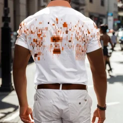 Discount OUKU Men's Geometric Pattern Geometry Printed Shirts Short Sleeve Business Casual Outdoor Street Wear to work Summer Turndown Print Button-Down White Blue Orange