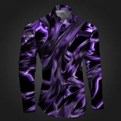Best OUKU Men's Geometric Pattern Graffiti Button Up Shirt Printed Shirts Long Sleeve Subcultural Vacation Party Street Spring & Summer Turndown Print Button-Down Pink Red Blue Sky Blue Purple