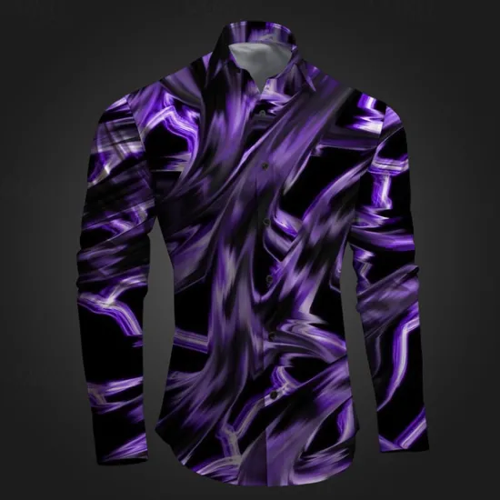 Best OUKU Men's Geometric Pattern Graffiti Button Up Shirt Printed Shirts Long Sleeve Subcultural Vacation Party Street Spring & Summer Turndown Print Button-Down Pink Red Blue Sky Blue Purple