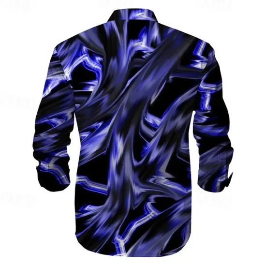 Best OUKU Men's Geometric Pattern Graffiti Button Up Shirt Printed Shirts Long Sleeve Subcultural Vacation Party Street Spring & Summer Turndown Print Button-Down Pink Red Blue Sky Blue Purple