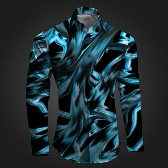Best OUKU Men's Geometric Pattern Graffiti Button Up Shirt Printed Shirts Long Sleeve Subcultural Vacation Party Street Spring & Summer Turndown Print Button-Down Pink Red Blue Sky Blue Purple
