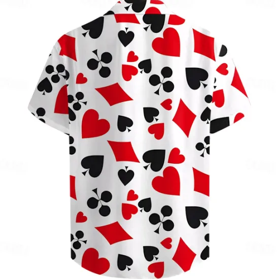Discount OUKU Men's Geometric Pattern Poker Shirt Button Up Shirt Short Sleeve Fashion Designer Casual Daily Holiday Beach Spring & Summer Turndown Print Button-Down Blue-Green Red