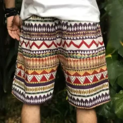 Discount OUKU Men's Geometric Pattern Swim Trunks Swim Shorts Board Shorts Mid Waist Fashion Streetwear Designer Casual Daily Holiday Pocket Drawstring Elastic Waist Designer Clothing Apparel Red