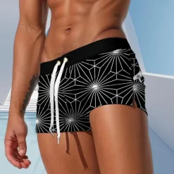 Discount OUKU Men's Geometric Pattern Swim Shorts Board Shorts Swimming Trunks Mid Waist Fashion Designer Surfing Holiday Beach Pocket Drawstring Elastic Waist Designer Clothing Apparel