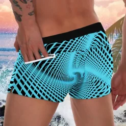 Discount OUKU Men's Geometric Pattern Swim Shorts Board Shorts Swimming Trunks Mid Waist Fashion Designer Surfing Holiday Beach Pocket Drawstring Elastic Waist Designer Clothing Apparel