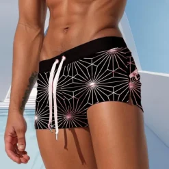 Discount OUKU Men's Geometric Pattern Swim Shorts Board Shorts Swimming Trunks Mid Waist Fashion Designer Surfing Holiday Beach Pocket Drawstring Elastic Waist Designer Clothing Apparel