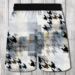 Discount OUKU Men's Geometric Plaid Color Block Swim Shorts Board Shorts Swimming Trunks Mid Waist Fashion Streetwear Designer Casual Daily Holiday Pocket Elastic Waist 3D Print Designer Clothing Apparel Black