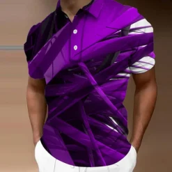 Online OUKU Men's Geometric Polo Shirts Golf Shirt Short Sleeve Polo Shirts Collared Shirts Business Casual Vacation Wear Formal Wear Festival Wear Buttons 3D Print Yellow Red Blue