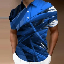 Online OUKU Men's Geometric Polo Shirts Golf Shirt Short Sleeve Polo Shirts Collared Shirts Business Casual Vacation Wear Formal Wear Festival Wear Buttons 3D Print Yellow Red Blue