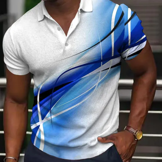 Best OUKU Men's Geometric Polo Shirts Golf Shirt Short Sleeve Polo Shirts Collared Shirts Business Casual Vacation Wear Formal Wear Festival Wear Buttons 3D Print Light Yellow Black Yellow