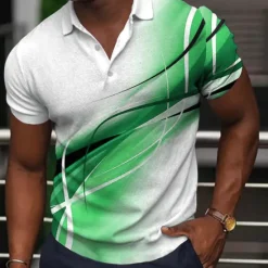 Best OUKU Men's Geometric Polo Shirts Golf Shirt Short Sleeve Polo Shirts Collared Shirts Business Casual Vacation Wear Formal Wear Festival Wear Buttons 3D Print Light Yellow Black Yellow