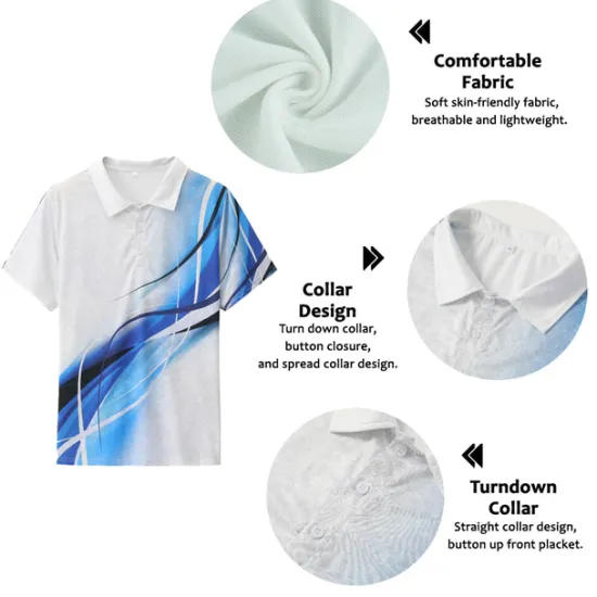 Best OUKU Men's Geometric Polo Shirts Golf Shirt Short Sleeve Polo Shirts Collared Shirts Business Casual Vacation Wear Formal Wear Festival Wear Buttons 3D Print Light Yellow Black Yellow