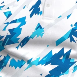 Clearance OUKU Men's Geometric Polo Short Sleeve Polo Shirts Collared Shirts Casual Athleisure Daily Wear Buttons Summer White Light Green Blue