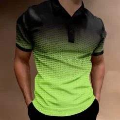 Hot OUKU Men's Geometric Polo Short Sleeve Polo Shirts Collared Shirts Business Casual School Outdoor Athleisure Daily Wear 3D Print Summer Lake blue Sky Blue Purple