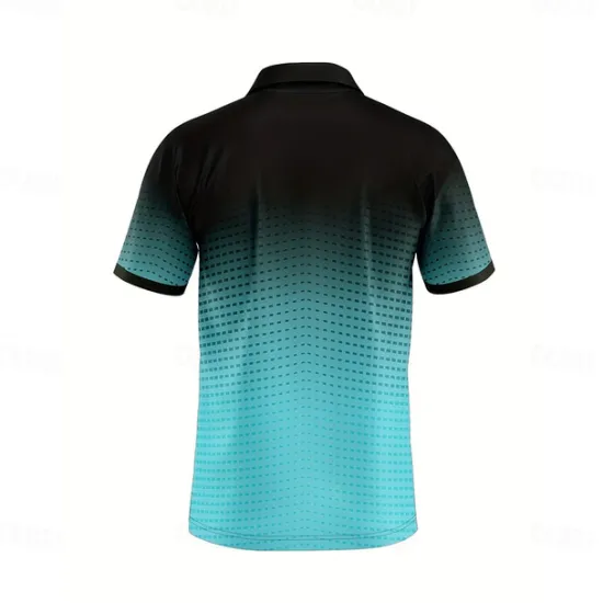 Hot OUKU Men's Geometric Polo Short Sleeve Polo Shirts Collared Shirts Business Casual School Outdoor Athleisure Daily Wear 3D Print Summer Lake blue Sky Blue Purple