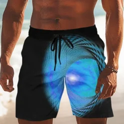 New OUKU Men's Geometric Swirl Swim Trunks Swim Shorts Board Shorts Mid Waist Casual Outdoor Vacation Dailywear Side Pockets Mesh Lining Elastic Drawstring Waist Designer Clothing Apparel