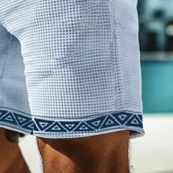 Outlet OUKU Men's Geometric Triangle Waffle Shorts Sweat Shorts Casual Shorts Mid Waist Fashion Casual Vacation Jogging Workout Elastic Drawstring Waist Shorts with Pockets Designer Clothing Apparel