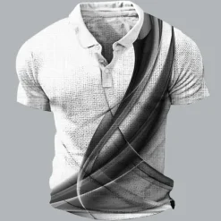 Hot OUKU Men's Geometric Waffle Polo Shirts Golf Shirt Short Sleeve Polo Shirts Collared Shirts Business Casual Vacation Wear Formal Wear Festival Wear Buttons 3D Print Black Yellow Purple