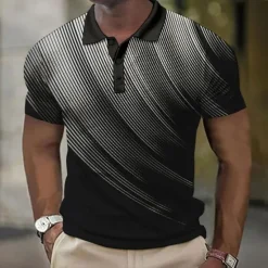 Best OUKU Men's Geometric Waffle Polo Shirts Golf Shirt Short Sleeve Polo Shirts Collared Shirts Business Casual Vacation Wear Formal Wear Festival Wear Buttons 3D Print Black White Yellow