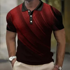 Best OUKU Men's Geometric Waffle Polo Shirts Golf Shirt Short Sleeve Polo Shirts Collared Shirts Business Casual Vacation Wear Formal Wear Festival Wear Buttons 3D Print Black White Yellow