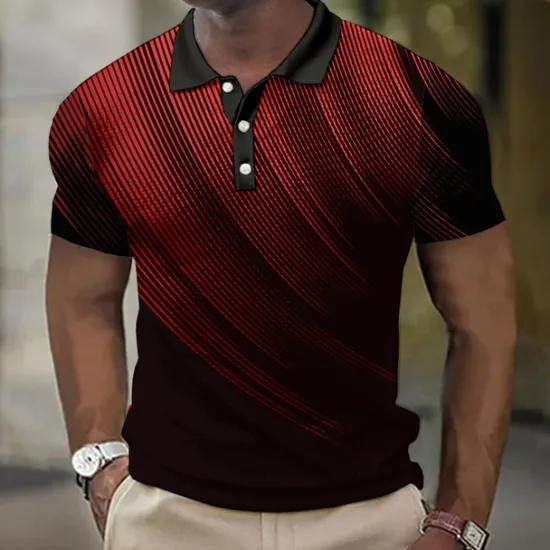 Best OUKU Men's Geometric Waffle Polo Shirts Golf Shirt Short Sleeve Polo Shirts Collared Shirts Business Casual Vacation Wear Formal Wear Festival Wear Buttons 3D Print Black White Yellow