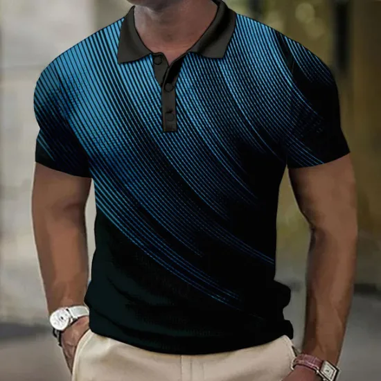 Best OUKU Men's Geometric Waffle Polo Shirts Golf Shirt Short Sleeve Polo Shirts Collared Shirts Business Casual Vacation Wear Formal Wear Festival Wear Buttons 3D Print Black White Yellow