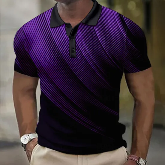 Best OUKU Men's Geometric Waffle Polo Shirts Golf Shirt Short Sleeve Polo Shirts Collared Shirts Business Casual Vacation Wear Formal Wear Festival Wear Buttons 3D Print Black White Yellow