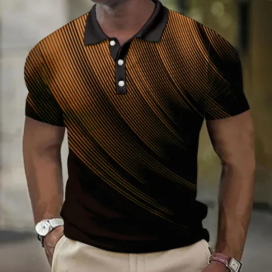 Best OUKU Men's Geometric Waffle Polo Shirts Golf Shirt Short Sleeve Polo Shirts Collared Shirts Business Casual Vacation Wear Formal Wear Festival Wear Buttons 3D Print Black White Yellow