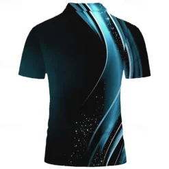 Online OUKU Men's Geometric Zip Polo Shirts Golf Shirt Short Sleeve Polo Shirts Collared Shirts Business Casual Vacation Wear Formal Wear Festival Wear 3D Print Quarter Zip Polo Wine Blue