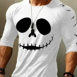 Online OUKU Men's Ghost Graphic Prints T Shirt Graphic Tee Raglan T Shirt Long Sleeve T shirt 3D Print Crew Neck Shirt Designer Casual Halloween Outdoor Vacation Daily White Burgundy Green Spring & Fall