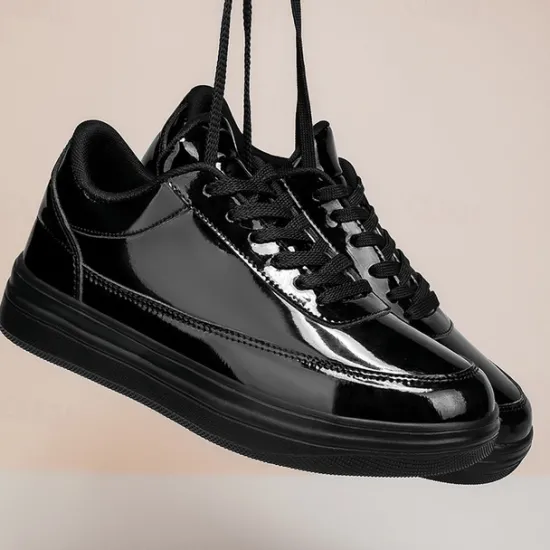 Clearance OUKU Men's Gold Metallic Low-Top Sneakers – Stylish Lace-Up Shoes with White Non-Slip Sole for Casual and Party Wear