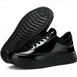Clearance OUKU Men's Gold Metallic Low-Top Sneakers – Stylish Lace-Up Shoes with White Non-Slip Sole for Casual and Party Wear