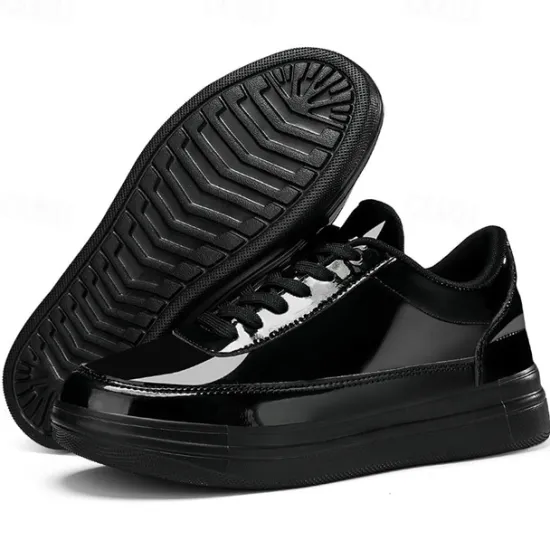 Clearance OUKU Men's Gold Metallic Low-Top Sneakers – Stylish Lace-Up Shoes with White Non-Slip Sole for Casual and Party Wear