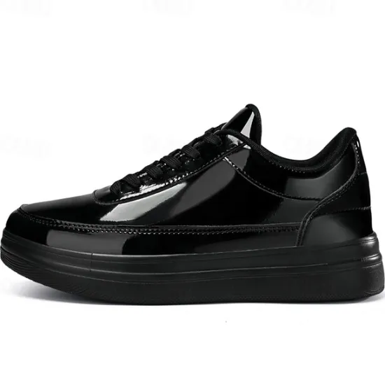 Clearance OUKU Men's Gold Metallic Low-Top Sneakers – Stylish Lace-Up Shoes with White Non-Slip Sole for Casual and Party Wear