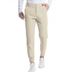 Outlet OUKU Men's Golf Pants Trousers Casual Pants Buttons Pocket Elastic Cuff Plain Comfort Sports Outdoor Daily Fashion Casual Dark Brown ArmyGreen Micro-elastic