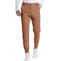 Outlet OUKU Men's Golf Pants Trousers Casual Pants Buttons Pocket Elastic Cuff Plain Comfort Sports Outdoor Daily Fashion Casual Dark Brown ArmyGreen Micro-elastic
