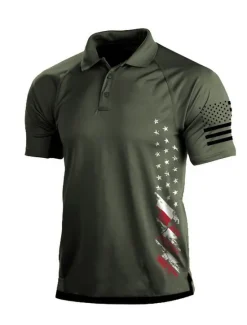 OUKU Men's Golf Polo Shirt Dark Grey Army Green Dark Navy Short Sleeve Sun Protection Moisture Wicking Top Summer Golf Attire Clothes Outfits Wear Apparel