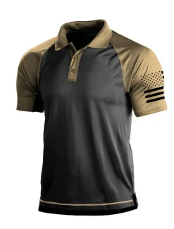 OUKU Men's Golf Polo Shirt Dark Grey Army Green Dark Navy Short Sleeve Sun Protection Moisture Wicking Top Summer Golf Attire Clothes Outfits Wear Apparel