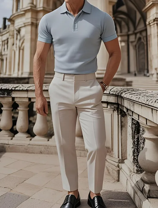 Online OUKU Men's Golf Polos Shirts Work Casual Lapel Short Sleeve Basic Modern Plain Buttons Summer Spring Regular Fit Black White Navy Blue sky blue Dark Green Khaki Golf Polos Shirts