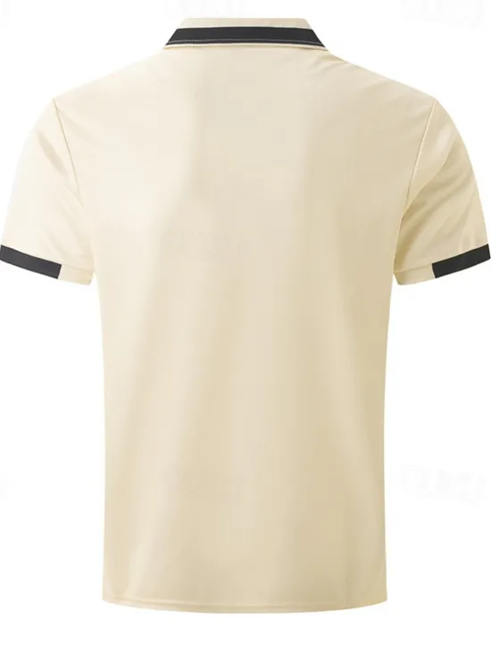 OUKU Men's Golf Shirt Golf Polos Shirts Work Casual Lapel Short Sleeve Basic Modern Color Block Patchwork Buttons Spring Regular Fit Black Blue sky blue Brown Green Light Grey Golf Shirt