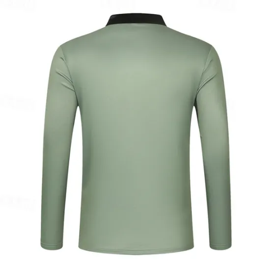 Sale OUKU Men's Golf Shirt Golf Polo Work Casual Lapel Long Sleeve Basic Modern Stripes Button Pocket Spring & Fall Regular Fit Pumpkin Pink Red Green Khaki Gray Golf Shirt