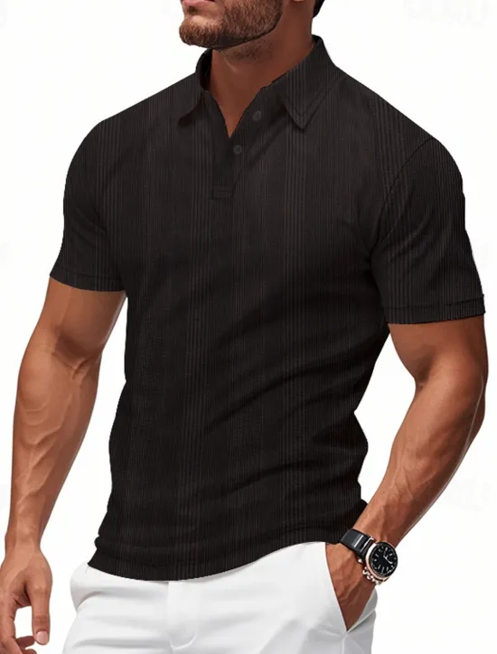 Online OUKU Men's Golf Shirt Golf Polos Shirts Work Casual Lapel Short Sleeve Basic Modern Plain Patchwork Buttons Summer Regular Fit claret Black White Light Grey Khaki Light Blue Golf Shirt