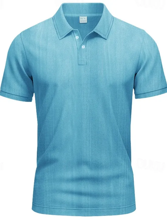 Online OUKU Men's Golf Shirt Golf Polos Shirts Work Casual Lapel Short Sleeve Basic Modern Plain Patchwork Buttons Summer Regular Fit claret Black White Light Grey Khaki Light Blue Golf Shirt
