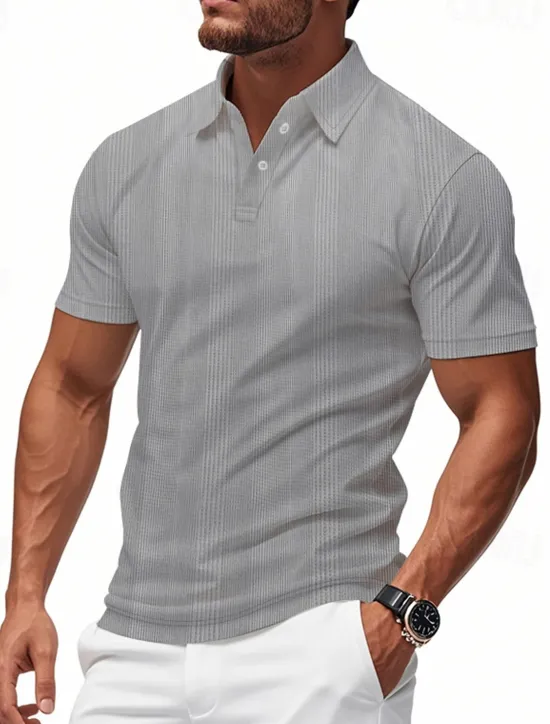 Online OUKU Men's Golf Shirt Golf Polos Shirts Work Casual Lapel Short Sleeve Basic Modern Plain Patchwork Buttons Summer Regular Fit claret Black White Light Grey Khaki Light Blue Golf Shirt